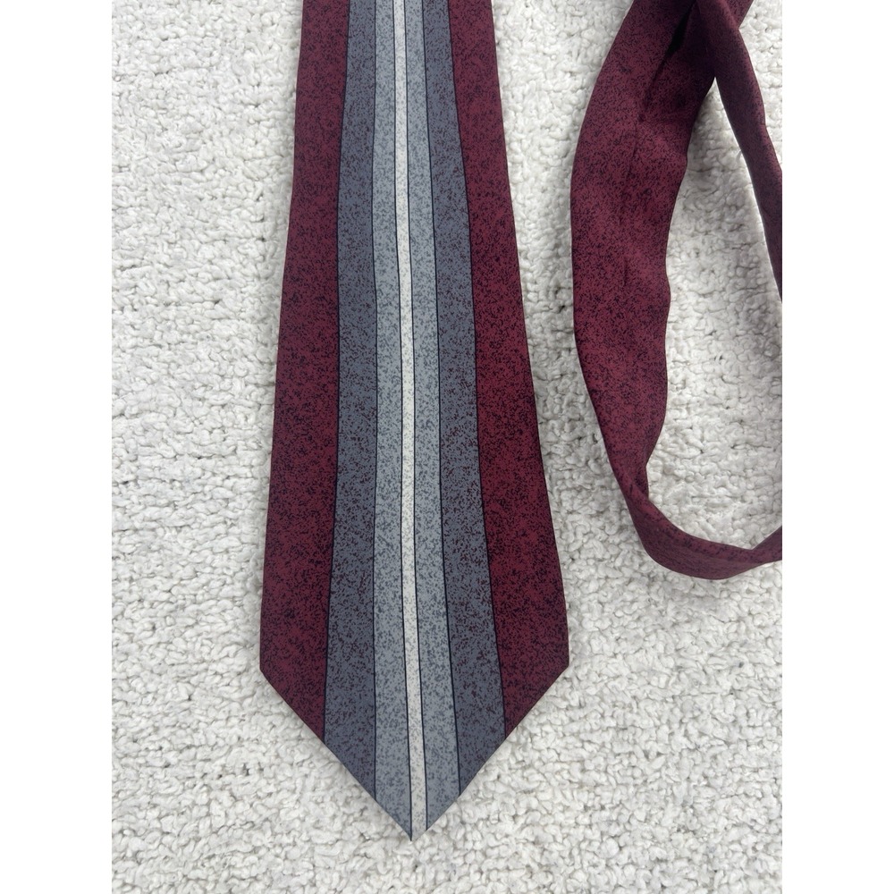 Carlo Palazzi Tie Mens 3.75" Atomic Fleck Stripe Burgundy Gray 100% Silk Italy